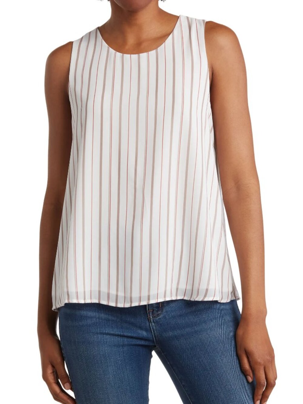 Pleione Sleeveless White w stripes Blouse - size XL BRAND NEW